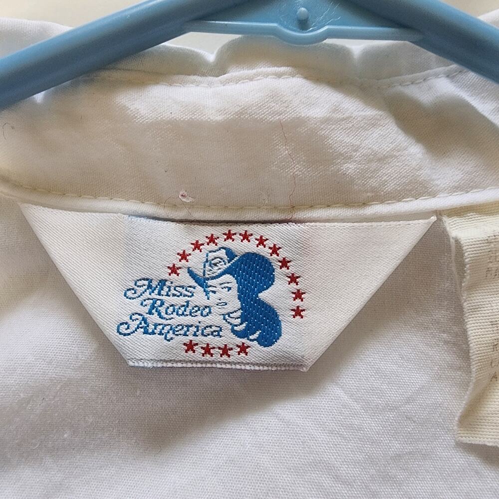 Vtg Miss Rodeo America White Shirt Size 13/14 Horses western cowgirl pearl snaps - Picture 3 of 10
